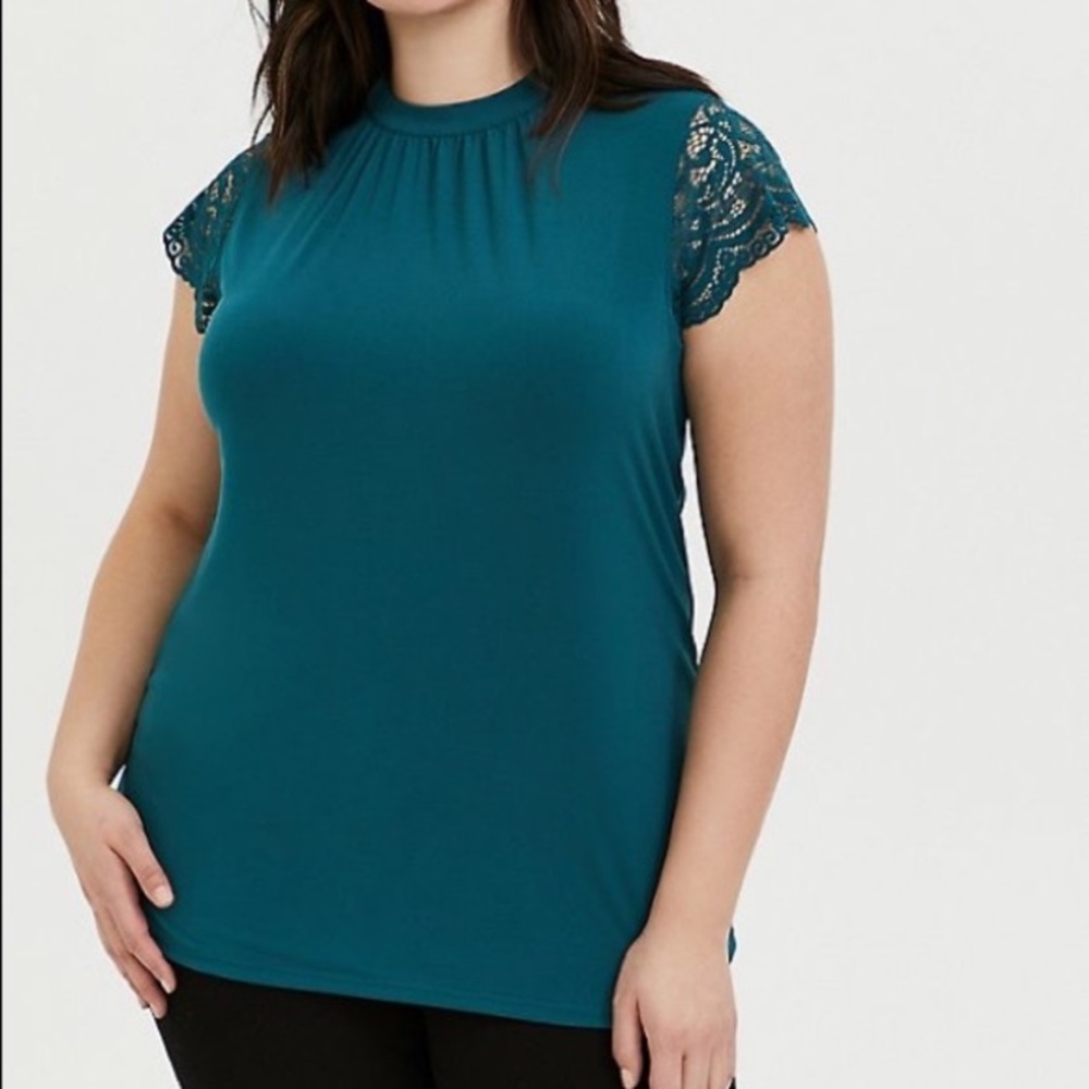 Torrid Teal Studio Knit High Neck Top Size 3